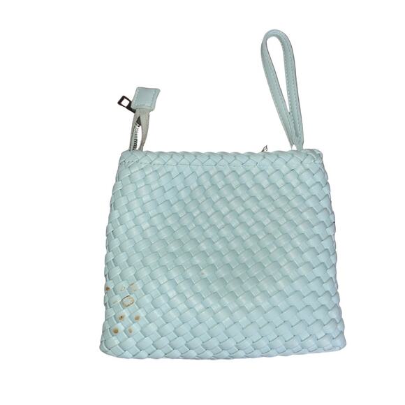 Rachel Zoe Aqua Woven Blue Hobo Shoulder Bag with matching pouch vegan leather - Picture 4 of 9